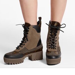 NEW Louis Vuitton Laureate Platform Desert Boot in Brown and Black